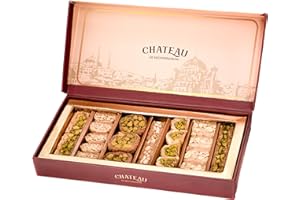 CHATEAU DE MEDITERRANEAN Mini Baklava Bitesize Assorted Arabian Baklawa 250g, Approximately 27 pieces, Gift Box presentation