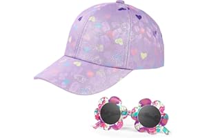 BTHRORO Gorra de Béisbol para Niñas, Gafas de Sol de Flor Linda Gorra Béisbol Ajustables Transpirable Gorra de Verano para Deporte Vacaciones Playa