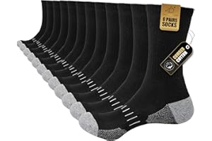 Stoeury Socken Herren 6 Paar, Gepolsterte Sportsocken mit Frottee-Sohle, Baumwolle Wandersocken Herren, Atmungsaktiv Crew Arbeitssocken, Tennissocken, Laufsocken, Trekkingsocken