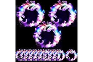 SHENGRUILI 10 Stück Leuchtendes Stirnband,LED Feder Stirnbänder,Haarkranz Leuchtend Feder,LED Haarreif,Leuchtender Kopfschmuck für Geburtstag,Hochzeit,Party,Halloween,Weihnachten