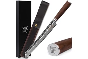 YOUSUNLONG Coltello Max Sujihiki Coltello da intaglio giapponese da 11 pollici Coltello da intaglio in acciaio damasco Design ergonomico Manico in Walnt con pelle con confezione regalo