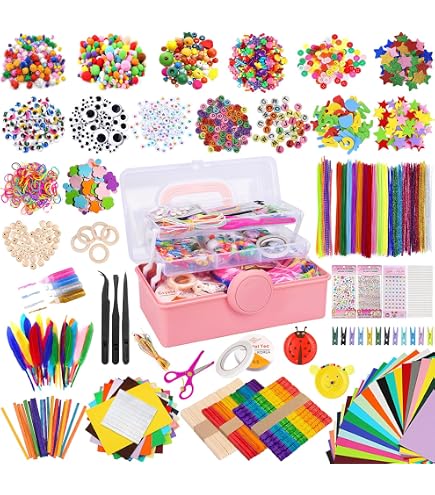 GOLDGE 1800PCS Kit Loisirs Créatifs Enfant - Pipe Cleaners, Pompoms, Yeux, Feutrine Et Accessoires DIY