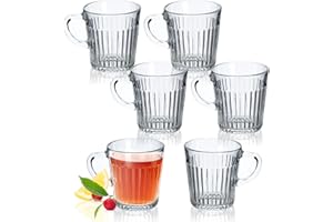 Ottone da tč Kadax, 6 -vetri, bicchieri con manico, lavastoviglie -safe, bicchieri da bere per caffč, tč, acqua, succo, bevanda, giardino, succo di succo, (Birgit, 250 ml)