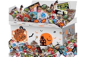 ‎IAMI Halloween Süßigkeiten Box – Über 200 Bonbons & Gummis – 1,3 kg Mix aus Bonbons, Lutschern & Fruchtgummis – Perfekt für Trick or Treat & Halloween-Partys