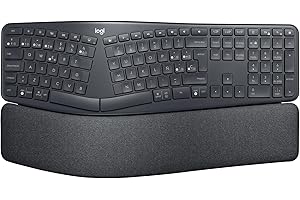 Logitech ERGO K860 Teclado inalámbrico y ergonómico - Teclado partido, reposamanos, escritura natural, conectividad Bluetooth y USB, compatible con Windows/Mac, Disposición QWERTY Español - Grafito