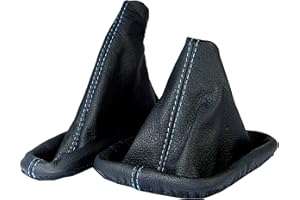 L & P CAR DESIGN L&P A0186 Kit Soufflet de Levier de Vitesses et Frein a Main Cuir veritable compatible avec BMW Serie 3 e36 1990-1999 Noir Bleu