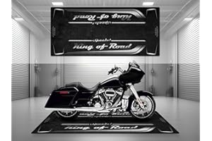 wibeart MPM Motorradmatte für Special King of Road. Waschbare, rutschfeste, öl- und wasserfeste Parkmatte für Garage, Ausstellungsraum un | Lebendiges Schwarz - Größe 2 : 102 x 47/260 x 120 cm