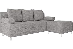 ‎MIRJAN24 Mirjan24 Schlafsofa Dover, Sofa mit Bettkasten und Schlaffunktion, Bettsofa, Farbauswahl, Schlafcouch mit Chromfüße, Couch, Couchgarnitur (Schlafsofa mit Polsterhocker, Lawa 05)
