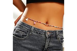 Atentuyi Bohemian Beaded Belly Waist Chain Colourful Sexy Harness Tassel Bikini Beach Waist Chain Body Jewelry for Women and Girls
