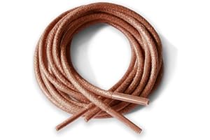 Lacestar Round Waxed Cotton 2.5mm Wide Shoelaces 12 Colors 75cm, 100cm, 125cm Long Dress Wax Cord Laces for Brogues Shoes Boot