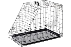 Pawhut Metal Collapsible Car Dog Cage Crate Transport Folding Box Carrier Handle Removable Tray, 93 x 58 x 65cm, 9 kg