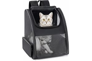 Conlun Cat Backpack Carrier for Small Dogs and Cats Fit Up to 7kg,Small Dog Backpack,Expandable & Foldable with 3-Side Mesh Windows,Pet Carrier for Travel & Hiking Friendly,Grey
