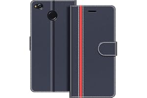 COODIO Funda Xiaomi Redmi 4X con Tapa, Funda Movil Xiaomi Redmi 4X, Funda Libro Xiaomi Redmi 4X Carcasa Magnético Funda para Xiaomi Redmi 4X, Azul Oscuro/Rojo