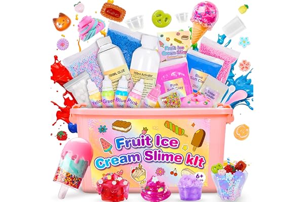 Adeokay Slime Fruit Fluffy - Kit de Loisirs Créatifs pour Enfant 6-12 Ans - Cadeau Fille - Jouet et Activités Manuelles