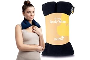 Zhu-Zhu Unscented Body Wrap Wheat Bags Microwavable - Navy Fleece Heat Therapy Hot Pack - Microwave Heat Pad Soothing Wheat Bag