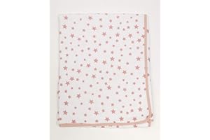 Ti TIN Coperta in Cotone Morbido e Assorbente per Neonato | Coperta Avvolgente 100% Cotone con Doppio Strato 2x180gr/m², 80x75 cm, Stampa Stelle, Colore Rosa