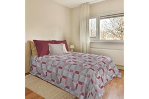 PENSIERI DELICATI Copriletto 220x280 cm, Telo Singolo 100% Cotone Pique, Ideale Come Telo Arredo, Coperta Salva Letto 1 Piazza e Mezza, Fantasia Atene Rosso, 100% Made in Italy