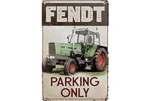 LUCKYLINDE Wetterfestes Traktor Parkplatz Hinweisschild - Parking Only passend für Fendt Traktor, Trekker, Bulldog Liebhaber, Sammler und Schrauber, 30x20 cm