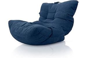 Aiire Pouf Poltrona Design in Cotone - Puffo per Sedersi XXL, Pouffe Salotto o Camera da Letto per Bambini o Gamer - Bean Bag per lettura o Puf Cuscini da Pavimento Blu