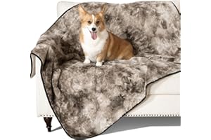 DOTEONYOU Waterproof Dog Blanket Washable, Leak Proof Pet Blanket for Dogs & Cats, Reversible Fleece Dogs Blanket Furniture Protector Cover for Bed Couch Sofa,Soft Luxury Faux Fur,Large 100x120cm