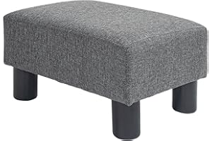 ‎HOMCOM HOMCOM Sitzhocker Hocker mit Leinenoptik Moderner Fußhocker Polsterhocker Ottomane für Schlafzimmer, Wohnzimmer, Dunkelgrau