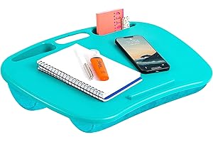 LAPGEAR MyDesk Lap Desk with Device Ledge and Phone Holder - Turquoise - Fits up to 15.6 Inch Laptops - Style No. 44449