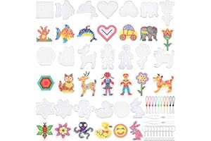 AUGSUN Stecktafeln aus Kunststoff, Tierform, transparent, Tierform, mit 20 bunten Karten für Kinder, Bastelperlen, 20 Stück