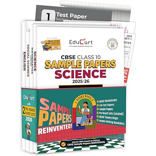 Educart CBSE Sample Paper Class 10 2025-26 - Science, Mathematics Standard, Social Science & English (Introducing exclusive s