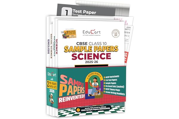 Educart CBSE Sample Paper Class 10 2025-26 - Science, Mathematics Standard, Social Science & English (Introducing exclusive step-by-step new practice concept on 2026 pattern) Set of 4 Books Product Bundle 7 August 2025