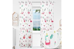 BOD HOME 2 Pezzi Tenda Coprente per la Camera dei Bambini per la Camera delle Ragazze, 140x260cm LxA, Tenda per la Camera dei Bambini con Disegno di Unicorno Bianco, Materiale 100% Poliestere