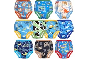 FLYISH DIRECT Culotte Apprentissage Propreté Garcon, 10 paquets de Culottes Apprentissage Enfant en Coton Absorbant pour Garçons et Filles, Couches-Culottes Anti-Fuite Bébé Garçon, 4 ans, Parc bleu