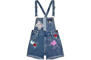 Peacolate 3-8 Ans L'été Fille Jean Brodé Sequins Floral Short à Bretelles