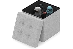 ‎SUHU Ottomane Sitzwürfel Klappbar Sitztruhe Pouf Aufbewahrungsbox Sofa mit Stauraum Stuhl Stoffüberzug Sitzhocker Hocker Sitzbank Gepolstert für Eohnzimmer Schlafzimmer Flur Schminktisch Büro Hellgrau