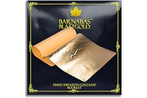 BARNABAS BLATTGOLD: Professional Quality Imitation Gold Leaf Sheets, 25 Sheets, 14 x 14 cm Booklet