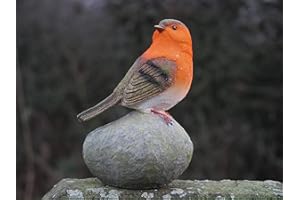 Homezone® Robin Redbreast Perched On Stones Resin Bird Set Highly Detailed Garden Ornaments Christmas Decoration Indoor Or Outdoor Use.