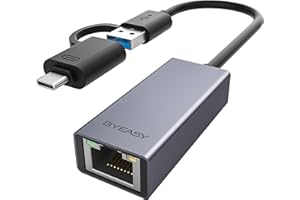 BYEASY Adapter USB do Ethernet, adapter USB C do Ethernet RJ45, karta sieciowa Gigabit LAN obsługująca 10/100/1000 Mb/s dla MacBooka Pro/Air, iPada Pro, iMaca, XPS, Surface Pro, notebooka