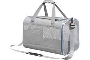 Cinnani Bolso de Transporte portátil para Mascotas con Correa para el Hombro - Ideal para Viajar - Resistente, Duradero y Fabricado con Materiales, Gris