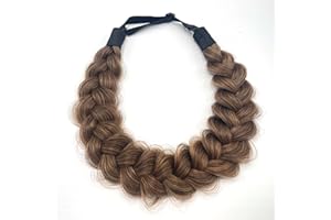 TOECWEGR Hair Band Hair Band Braided Classic Chunky Wide Plaited Wedding Fluffy Braids Wig Women Girl Beauty Accessory (Honey King)