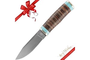 Hobby Hut HH-319 | Coltello da Caccia in Acciaio 1095 Fatto a Mano su Misura | Lama Fissa, Manico in Pelle | Fodero in Cuoio | Progettato per la Caccia e Il Campeggio