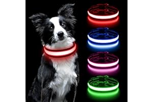 AUAUY Świecąca Obroża LED dla Psa - Wodoodporna, Regulowana, Świetlna dla Małych/Średnich/Dużych Psów (Czerwona)