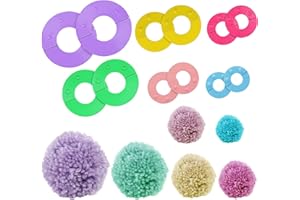 Curtzy Kit per Pom Pom Maker Plastica (6pz)- 6 Taglie PON PON Maker (2,5, 3,5, 4,5, 5,5, 7 e 9 cm) - Attrezzi per Fare PON PON Colorati con Palla Lana PON PON, Strumento Tessitore