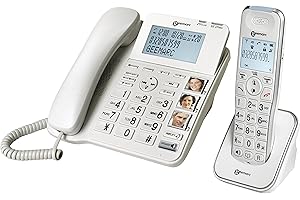 Geemarc Amplidect 295 Combi – wzmocniony telefon przewodowy i dodatkowa słuchawka z mocnym dzwonkiem i dużymi przyciskami dla seniorów – od niewielkiego do średniego ubytku słuchu – wersja DE