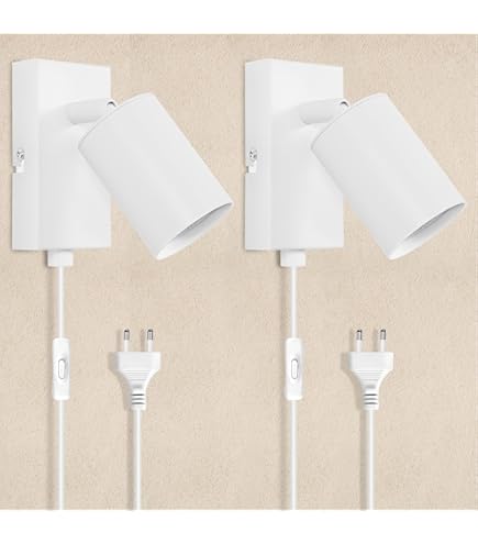 Applique Da Parete 3 Luci Con Spina - Ruotabile 350°, Bianco, Per Interni - Foto 7