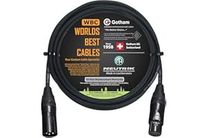 WORLDS BEST CABLES Gotham GAC-4/1 – Câble micro Star Quad – 4 m avec fiches XLR Neutrik dorées