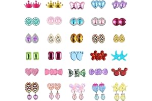 LOLIAS 30 Pairs Kids Clip On Earrings for Girls Bling Flower Heart Cute Animal Earrings No Pierced Princess Play Earrings Girls Dress Up Jewelry Set for Kids