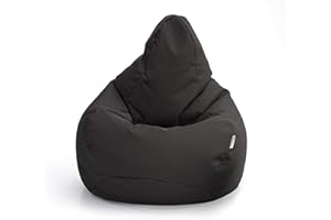 Loft 25 Puff Pera Gamer | Silla Puff Pera para Exteriores Interiores Sala | Resistente Al Agua | Limpieza Fácil | Diseño Ergonómico para Soporte del Cuerpo | Durable Y Cómoda (Gris Oscuro, Puff)