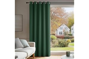 Deconovo Front Door Curtain Thermal Insulated Eyelet Energy Efficient Blackout Curtain for Bedroom Living Room 66 x 84 Inch Drop Forest Green 2 Panels