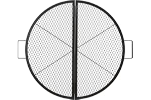 VEVOR Grille de Cuisson 91 cm de Diamètre Grille de Barbecue Ronde Pliable et Portable en Acier Capacité de Charge 20 kg Matériel Ustensile pour Foyer Braséro BBQ Grillade Pique-Nique Camping Jardin