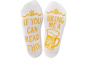 FGFD&OU Calcetines Mujer y Hombre de Algodón Calcetines Divertidos Originales Casual Unisexo Calcetines con letra Antideslizantes IF YOU CAN READ THIS, BRING ME BEER, Regalo para Navidad