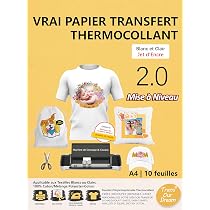 Papier Transfert Textile Pour Tissus Clairs - 16 Feuilles A4 - Pour Imprimante Jet D'encre/laser - Repassage